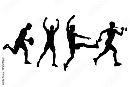 Three athletes running in a race sport competition