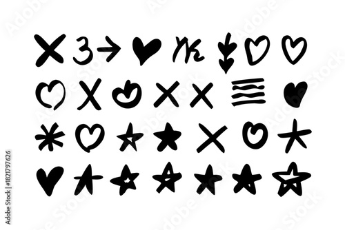 Three Hand Drawn Ink Style Ice Cream Cones dessert