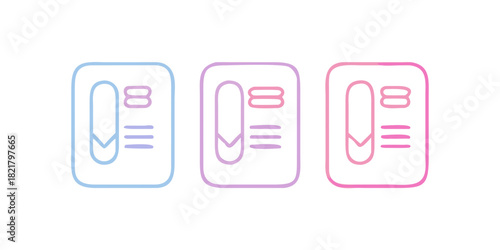 Three outline icons of flip flops with pastel color gradients