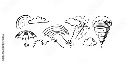 Tornado and Lightning Bolt Weather Icons storm
