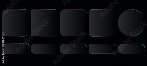 Liquid glass smartphone interface isolated. White ui light frame square and circle banner with shine stroke. Control center widget for smartphone and web avector illustration of a glowing light switch