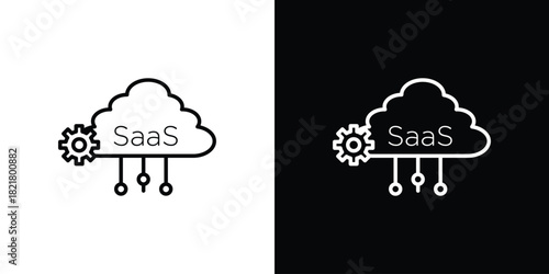 SaaS icon. Black illustration isolated for graphic and web design.