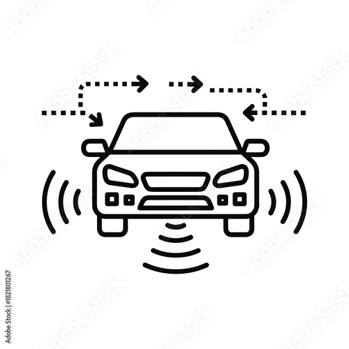 Car sensor system icon illustrating autonomous driving technology