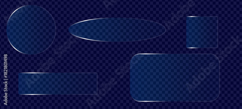 quid glass smartphone interface isolated. White ui light frame square and circle banner with shine stroke. Control center widget for smartphone and web app, vectorabstract blue background with bubbles