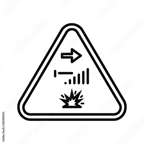 Warning sign icon for radio frequency interference explosion hazard