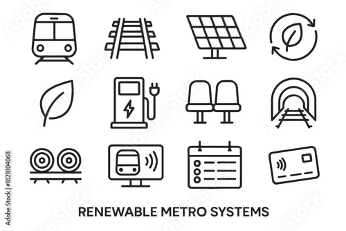 Panels renewable train passenger underground eco vector digital solar icon screen metro