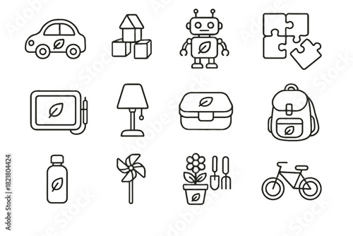 Blocks eco backpack vector gadget fabric icon board kids wooden toy bamboo