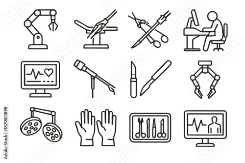 Robotic instrument control precision tray icon icons table patient console operating surgery