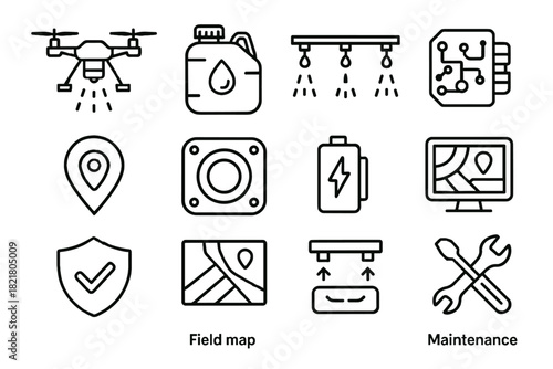 Navigation vector spraying icon drone sensor height maintenance gps tank crop