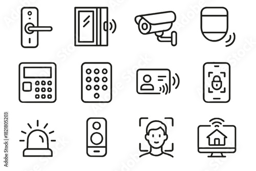 System icons monitoring camera access smart vector detector icon security motion