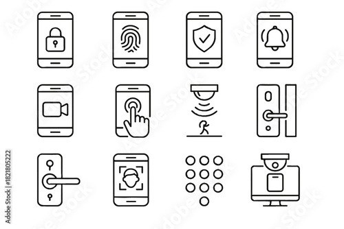 Feed icons vector smart access keypad icon alarm scanner security sensor