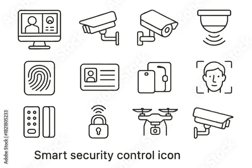 Surveillance camera smart dashboard bell access video vector sensor icon security