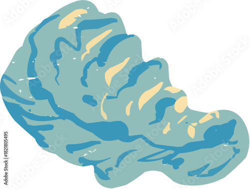 An elegant stylized vector of an opened oyster in a half shell, sometimes including a subtle pearl. Represents luxury seafood, fine dining, or the concept of treasure and quality.