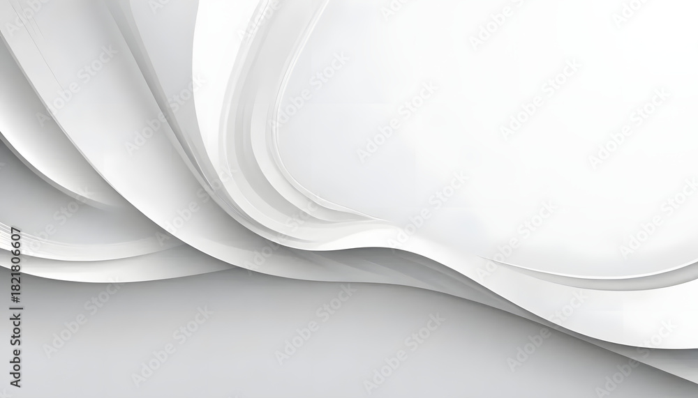 Fototapeta premium Elegant white abstract waves with smooth layered curves and soft minimal design background