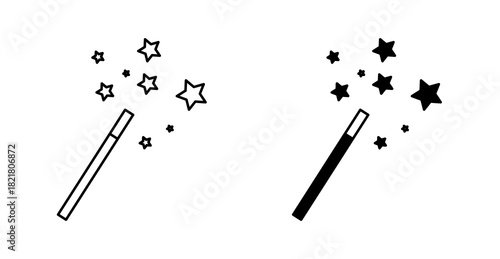 Magic Wand Icon, Sparkle Tool Vector for Editing