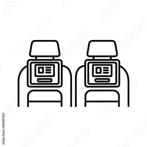 Two car seat back screens icon outline vector illustration