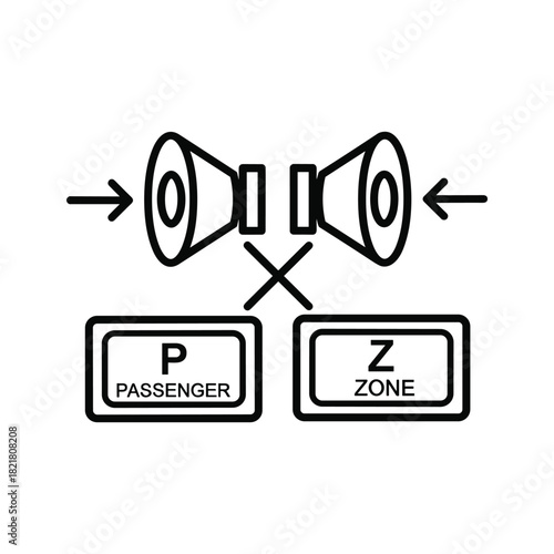 Line icon representing passenger and zone communication or sound