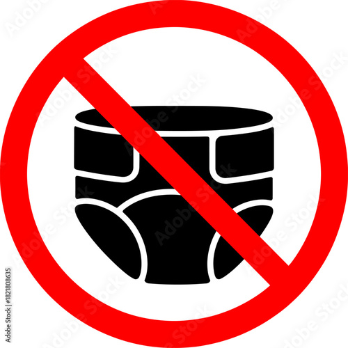 No Diapers or Nappies Allowed Prohibition Sign