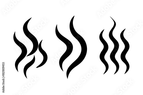 Wavy Steam Cloud Symbols on White Background vapor