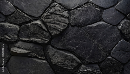 Natural black stone texture background stands out with rough pattern for modern design background