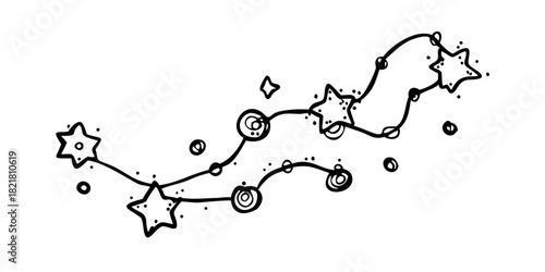 Whimsical Sketch Style Constellations on White Background
