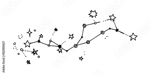 Whimsical Sketch Style Constellations with Stars drawing