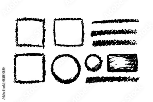 White Chalk Scribbles and Smudges on Transparent Background