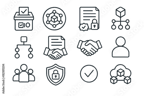 Tree vector governance icons avatar voting blockchain storage dao secure group icon