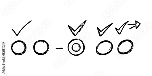 White Hand Drawn Doodle Arrows Circles And Checkmarks