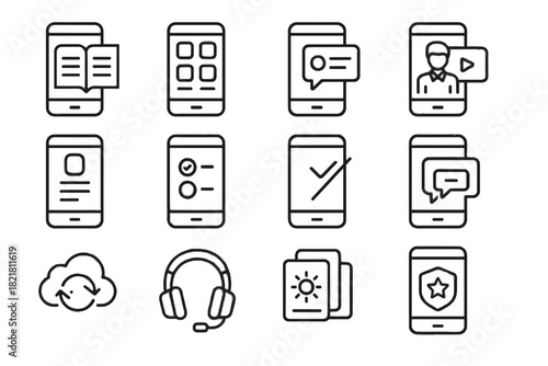 Interface mobile icons vector icon cloud learning notification digital offline lecture quick