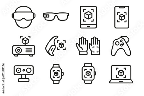 Wristband sensor wearable icon watch smart vector headset icons tablet ar tracking