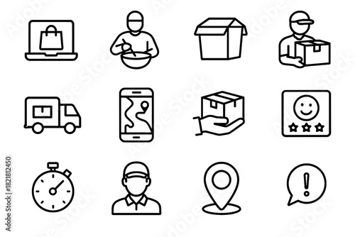 Confirmation customer process icons notification vector transit icon order tracking packaging delivery