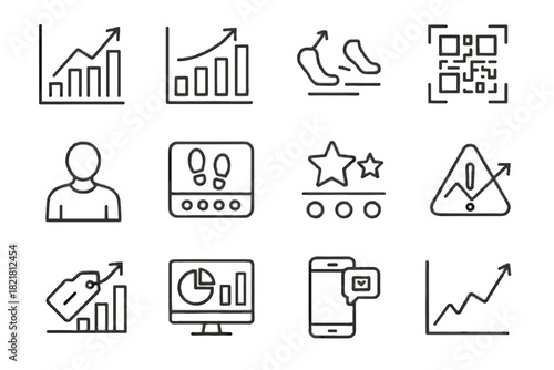 Retail sales analytics chart line customer traffic mobile indicator dashboard smart vector