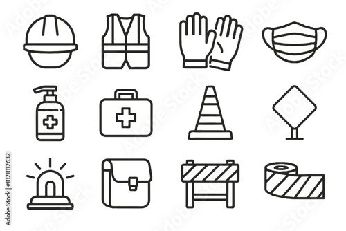 Mask reflective signal delivery icon safety vector icons light sanitizer aid first