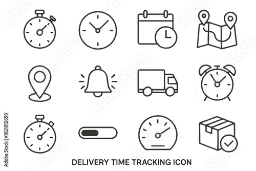 Meter progress status icons delivery gps alarm icon notification eta route time