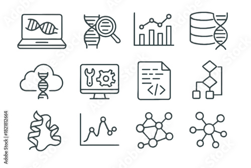 Vector coding graph icon chart software gene model algorithm grid bioinformatics computer