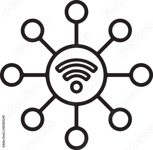 Wireless Ping Network Icon for IoT Connectivity, Smart Devices, and Digital Communication Systems