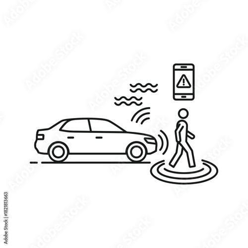 Car collision avoidance system detecting pedestrian isolated on