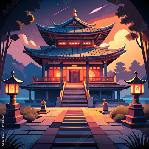 chinese temple in the morning