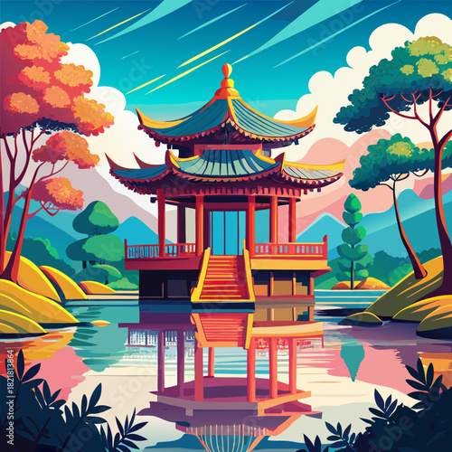 chinese temple in the park