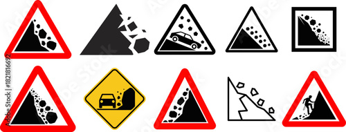 Falling Rocks Debris Landslide Warning Sign