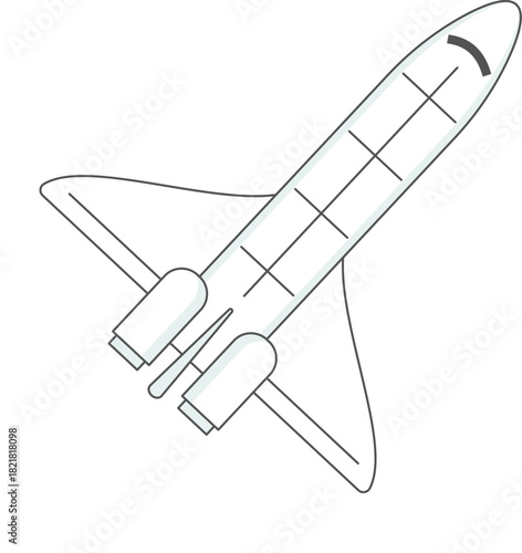 A white space shuttle is flying through the sky