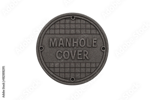 Manhole cover on transparent background