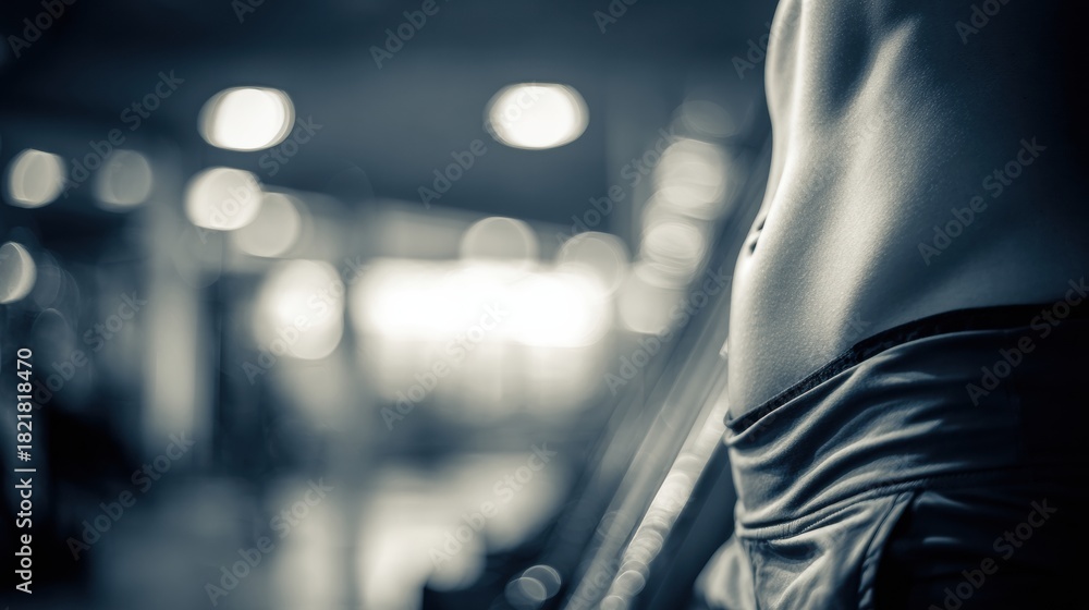 Fototapeta premium Man Working out Near Dumbbell Rack in Gym, Showcasing Fitness Journey and Dedication to Health