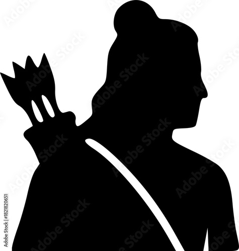 Minimal Lord Ram Silhouette Logo Unique Black Vector Designs