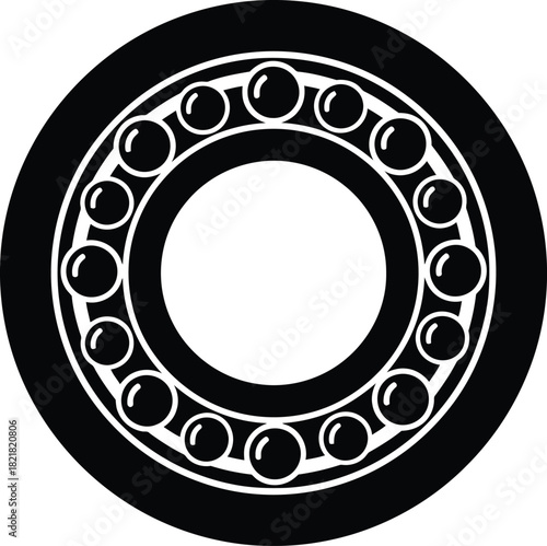 A simple black and white illustration of a ball bearing with inner rings