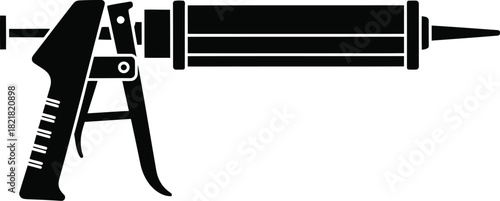 A black silhouette of a caulk gun a common construction tool