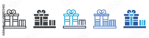 Gift Box icon set multiple style collection
