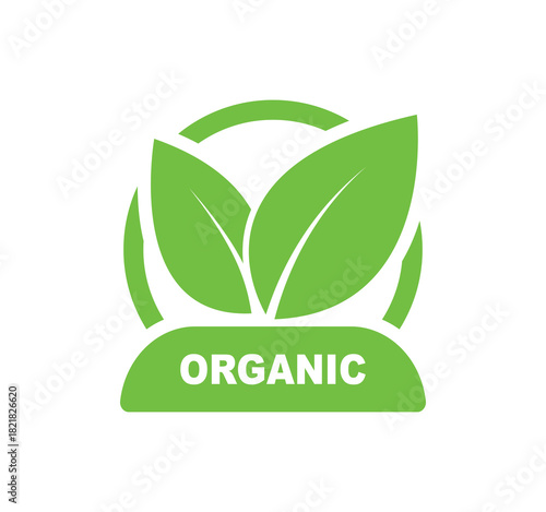 Organic label. Label, sticker or seal icon for products and websites. 100% Organic vector logo design. Premium quality, healthy food natural products.