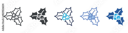 Mistletoe Branch icon set multiple style collection